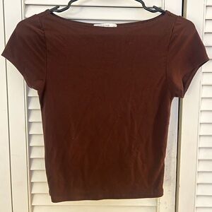 Brown Short Sleeve Top